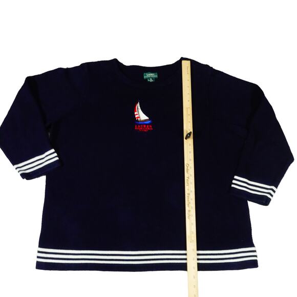 Ralph Lauren Embroidered Sailing EST 1967 Sweater Cotton Knit Blue Plus Size 3X - Picture 3 of 5